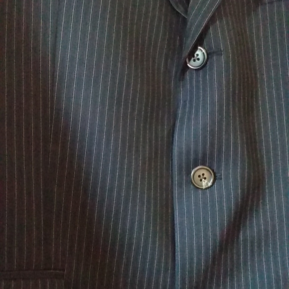 Lauren Ralph Lauren Wool Navy Pinstripe Blazer Made in Canada 38 - Picture 2 of 6